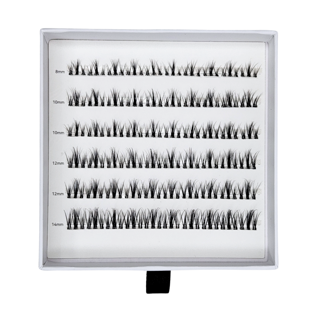 tease natural wispy pre glued cluster lash tray